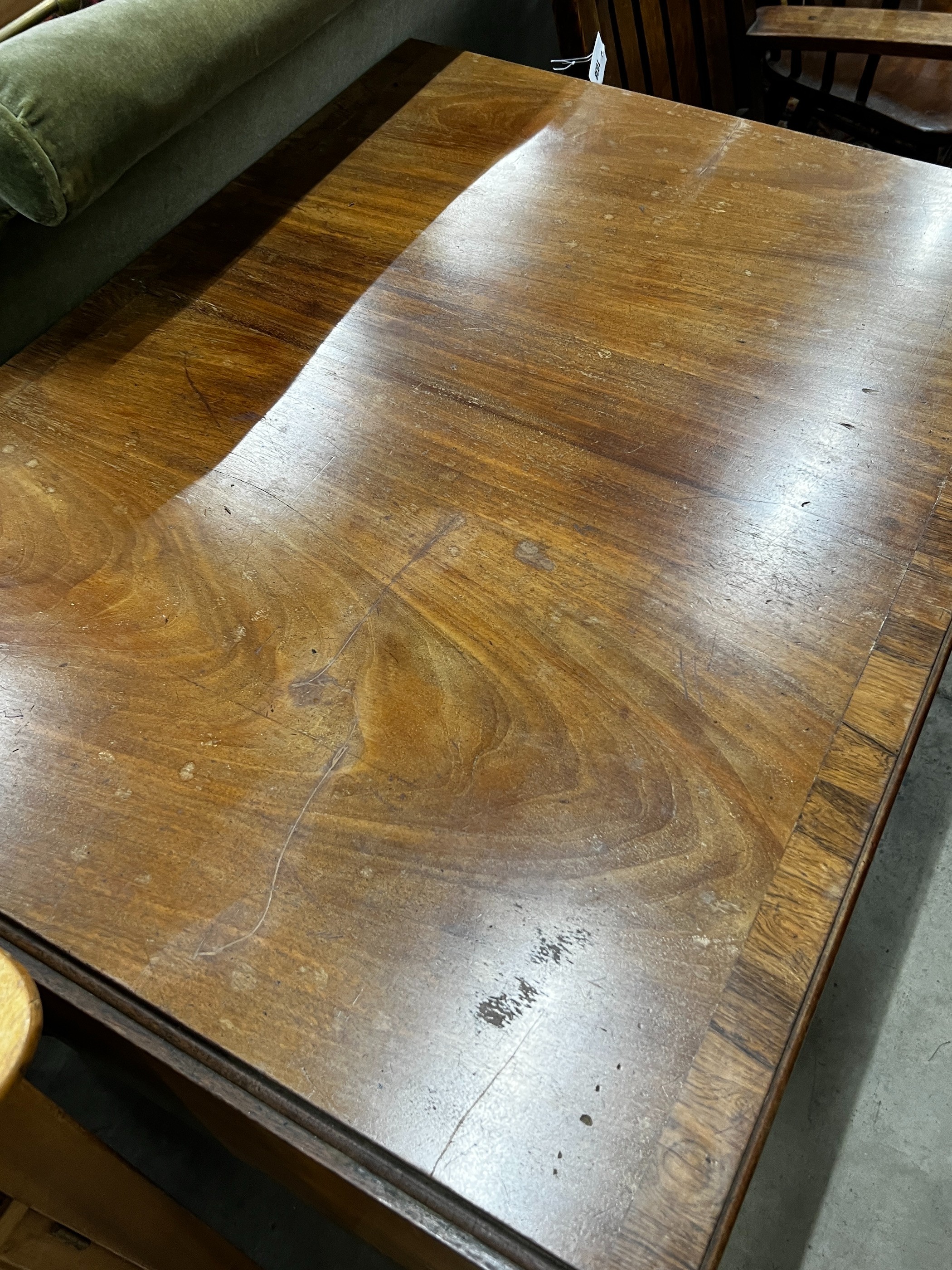 A Regency rosewood banded mahogany sofa table, width 102cm, depth 76cm, height 76cm